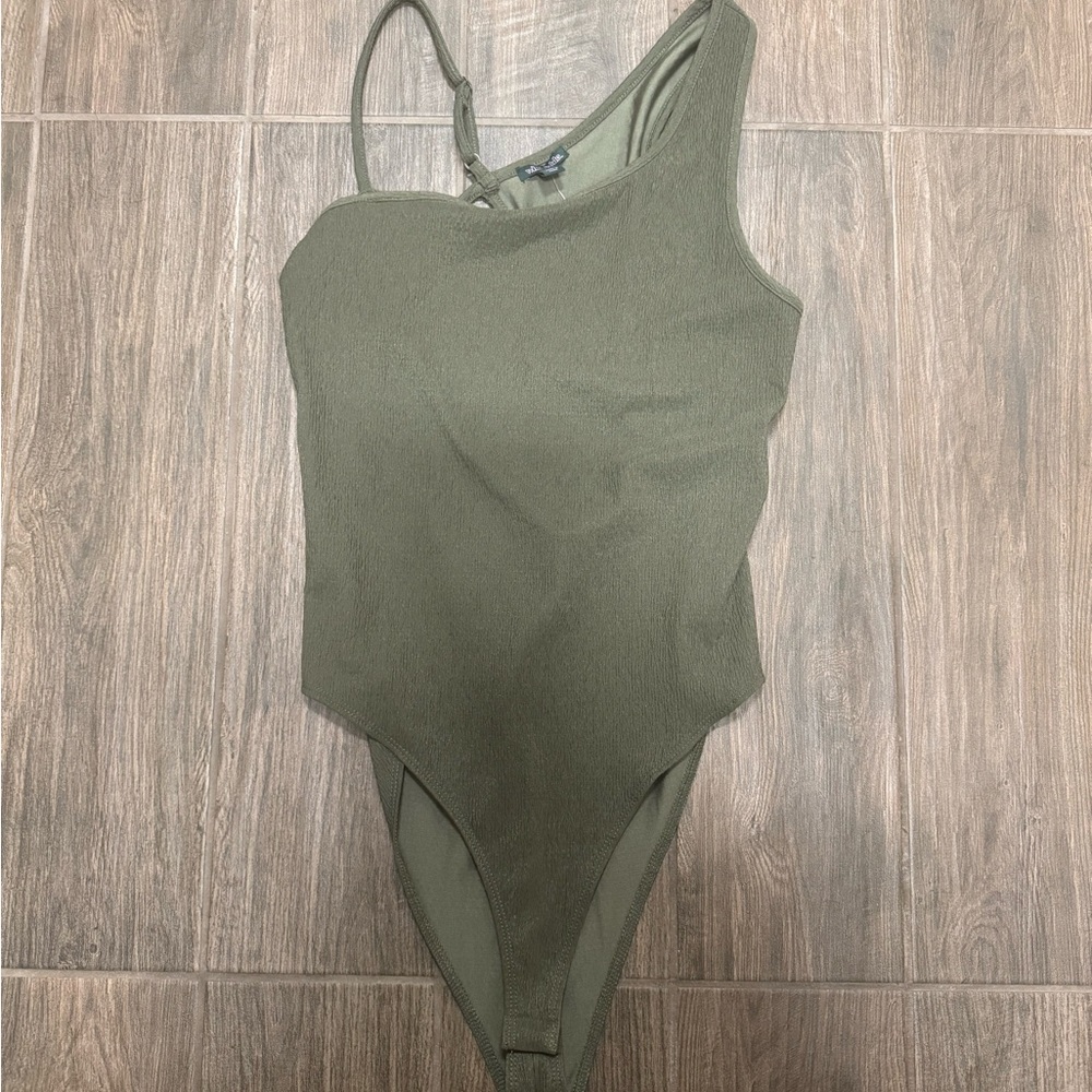 Green Asymmetrical Body Suit (Cutouts in the back)